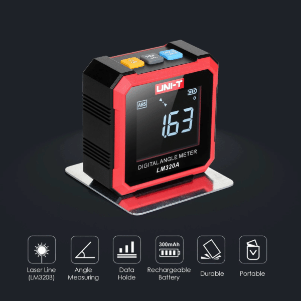 Medidor de Ángulo Electrónico UNI-T LM320A Transportador Digital Inclinómetro Magnético