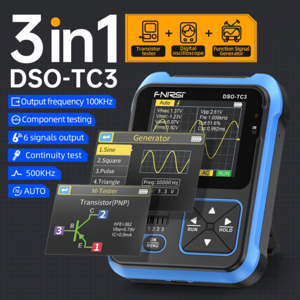 Osciloscopio Digital Multimetro DSO-TC3 Diodo Transistor Voltaje LCR PWM 500KHZ