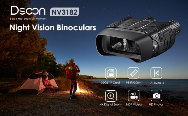 Prismáticos Binoculares Visión Nocturna 300metros NV3182 Caza Camping