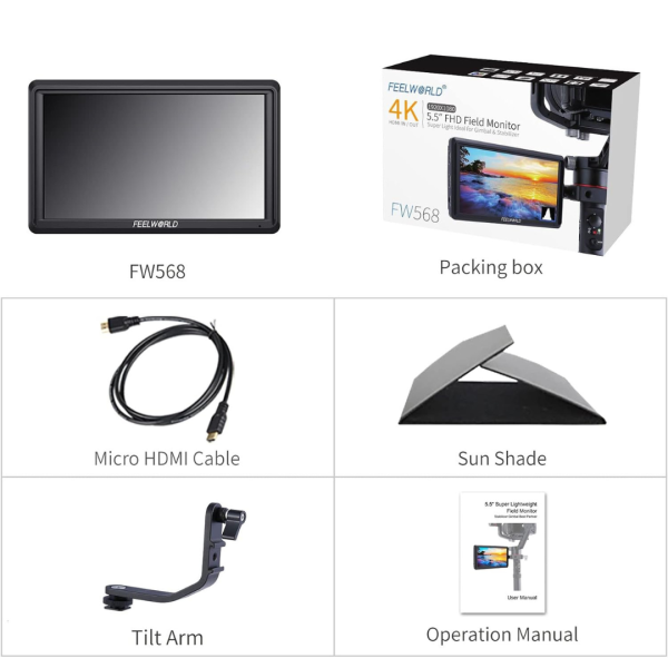 Monitor Feelworld FW568 V3 6" 3D LUT DSLR IPS Full HD 1920x1080 compatible con HDMI