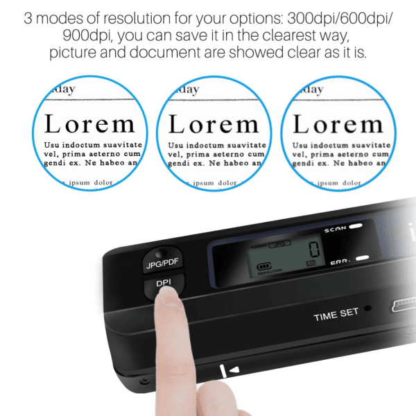 Escaner Portatil Liviano A4 Color Negro PDF JPG Soporta Micro SD 32 GB