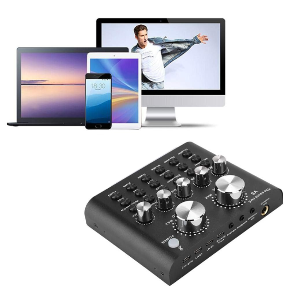 Audio Mixer Mezclador Usb Celular PC Auriculares Micrófono Cambiador Voz