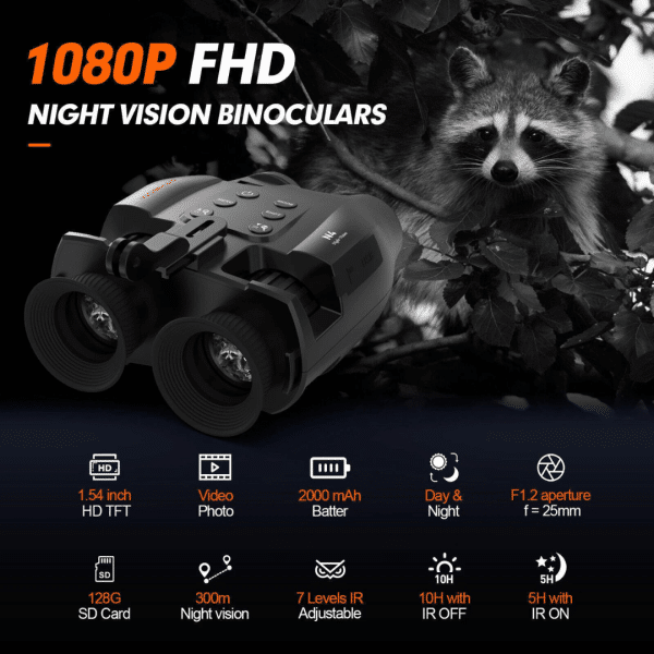 Binoculares NV8160 Visión Nocturna Gafas Montaje Cabeza 1080P HD Infrarrojo Digital Bateria Recargable