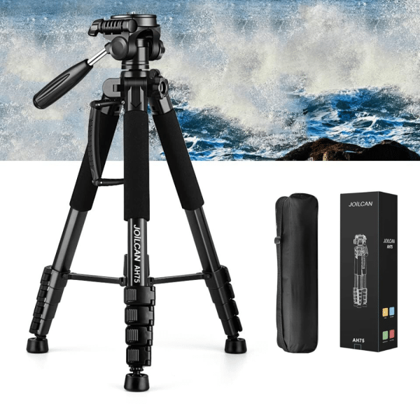 Trípode para Cámara y Celular JOILCAN 74" Alto Resistente DSLR Viaje Profesional Canon iPhone 15lb