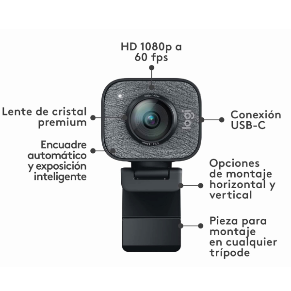 Logitech Streamcam Plus 1080p 60fps Usb-c Webcam Con Trípode