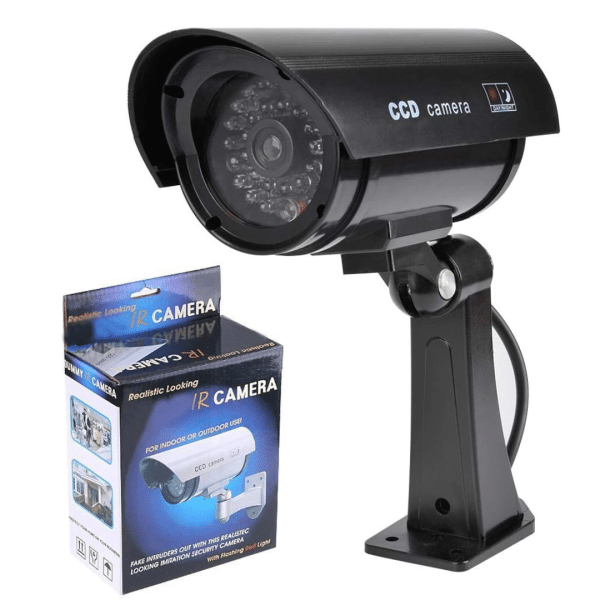Camara De Seguridad Falsa Vigilancia Led Intermitente Simulacion Exterior