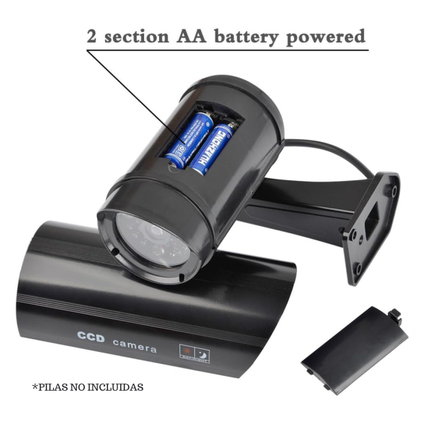 Camara De Seguridad Falsa Vigilancia Led Intermitente Simulacion Exterior