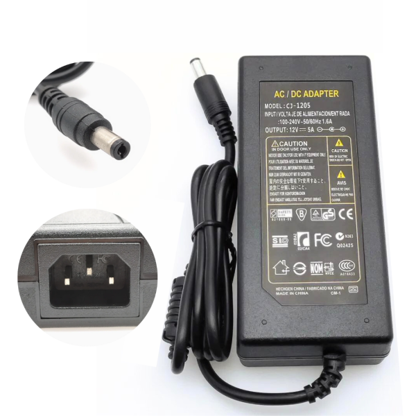 Cargador Adaptador 12V 5A Fuente De Poder Monitor LCD LED Camaras