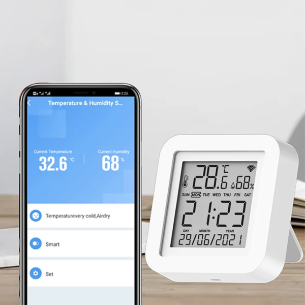Sensor Temperatura Humedad Termohigrometro WiFi Tuya Automatización Alexa Google Home