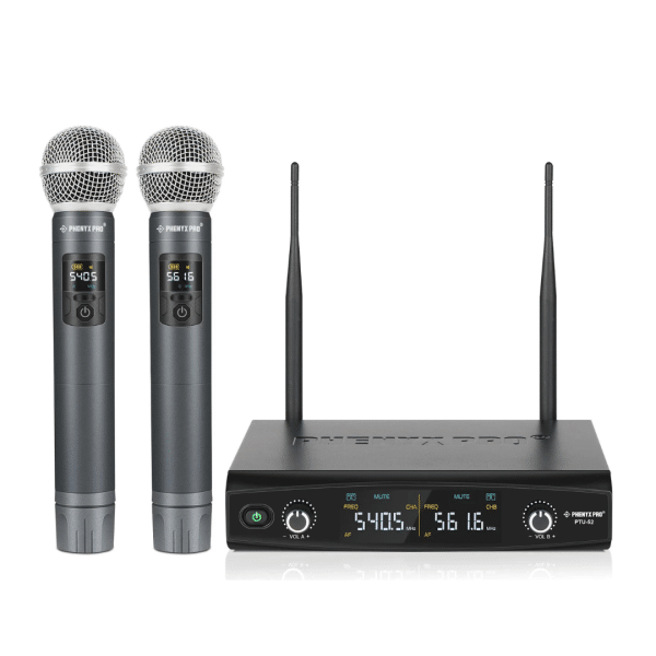 Sistema de Micrófono Inalámbrico Dual con Salto de Frecuencia UHF PHENYX PRO PTU-52-2H