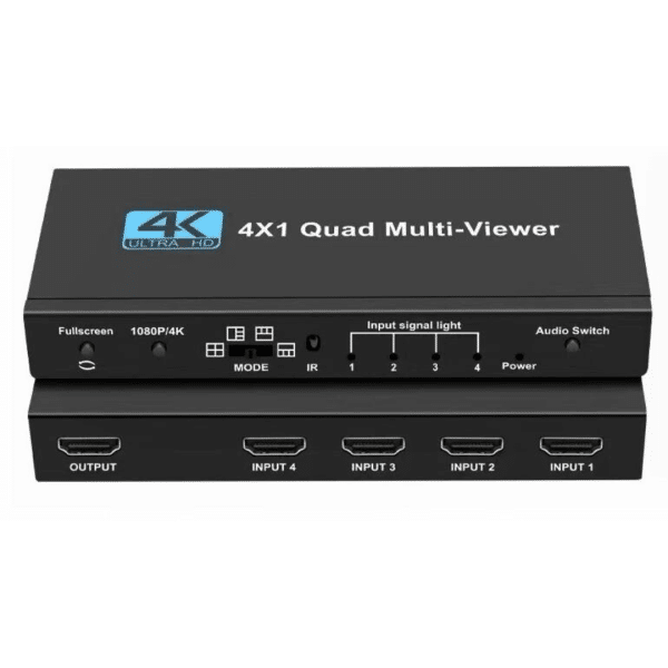 Multivisor Cuádruple 4K HDMI 4 x 1 Conmutador Soporta Extractor de Audio y Rotación 8 Modos
