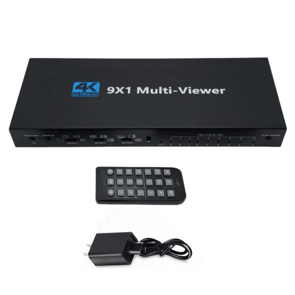 Multivisor 9 Entradas 4K HDMI 9 x 1 Conmutador Soporta Extractor de Audio y Rotación 8 Modos