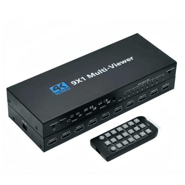 Multivisor 9 Entradas 4K HDMI 9 x 1 Conmutador Soporta Extractor de Audio y Rotación 8 Modos