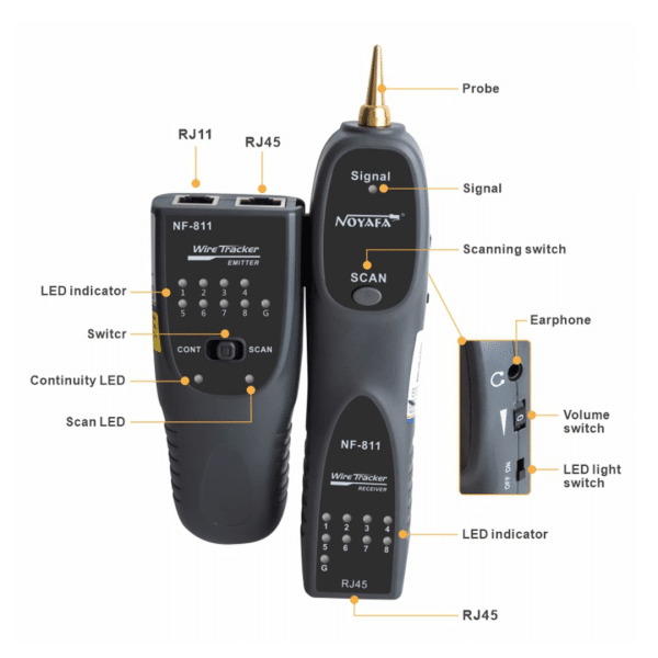 Seguidor De Tonos Y Probador Redes Lan Tester Tracker Nf-811