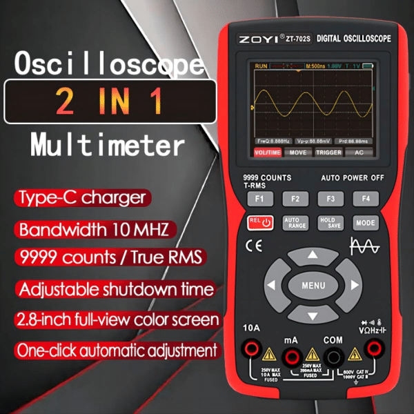 Multimetro con Osciloscopio Doble Canal ZT-702S Multifunción Generador de Señal
