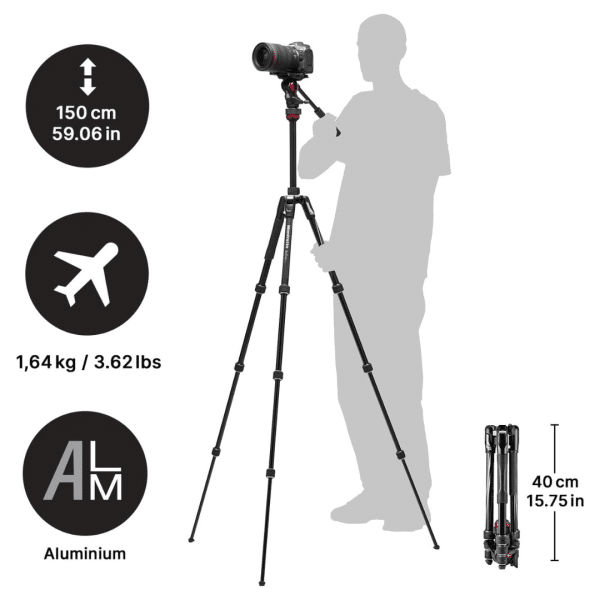 Trípode Manfrotto de Aluminio Befree Live Rótula de Vídeo con Palanca Altura 151 cm