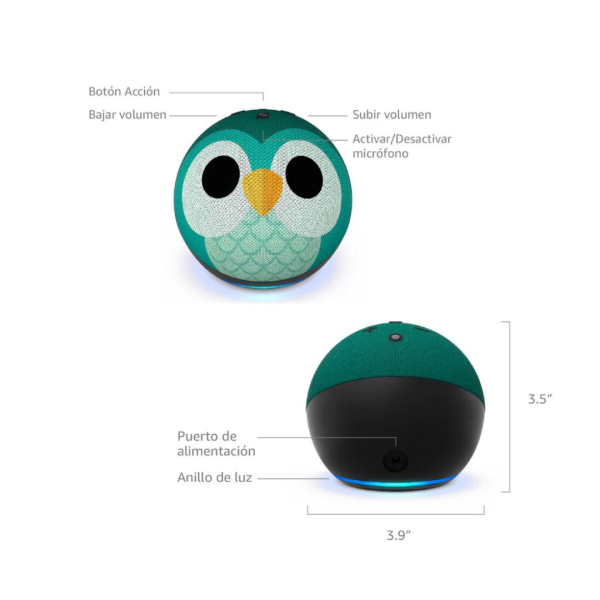 Amazon Echo Dot Echo Dot 5th Gen Kids con Asistente Virtual Alexa Color Owl 110V/240V