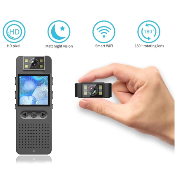 Mini Cámara de Visión Nocturna Infrarroja WIFI Pantalla LED Bodycam