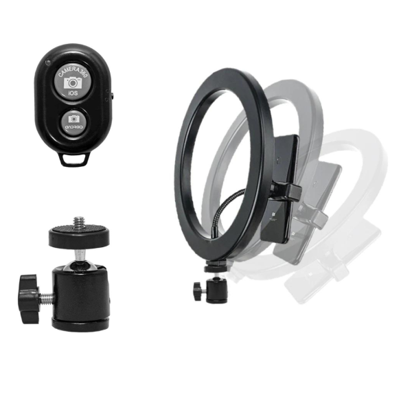 Kit Aro De Luz + Tripode + Soporte Unno Ph1802bk Led De 10 Pulgadas