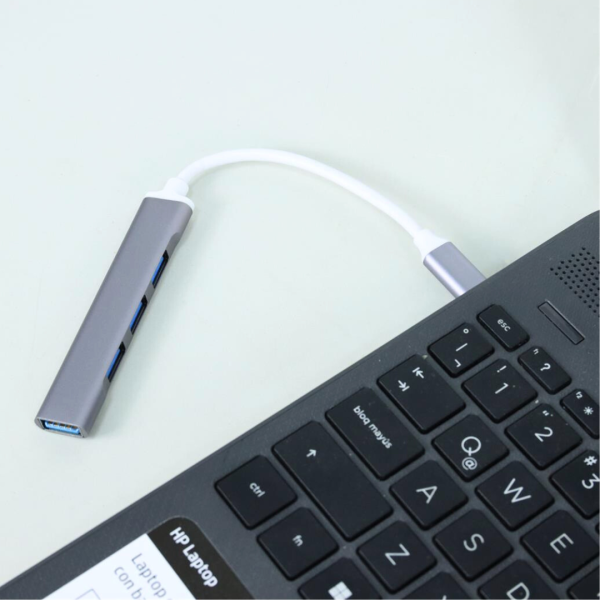 Hub Adaptador Concentrador de Datos Portátil Tipo C USB 4 Puertos USB 3.0 Aluminio