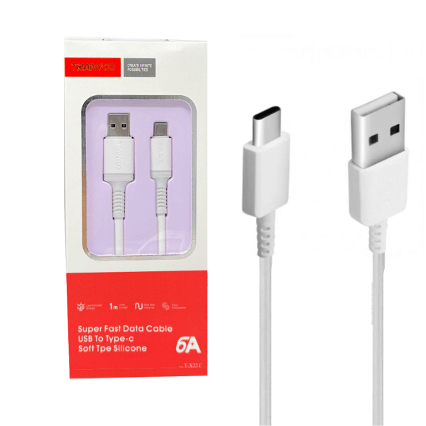 Cable Tipo C Carga Rapida 6A 1 Metro Blanco Samsung Iphone Xiaomi