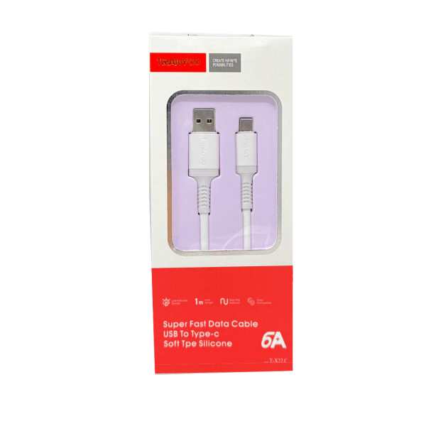 Cable Tipo C Carga Rapida 6A 1 Metro Blanco Samsung Iphone Xiaomi