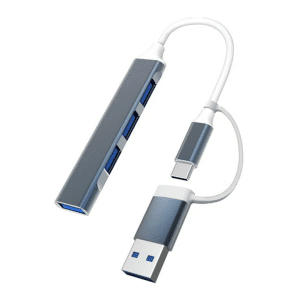 Hub Adaptador Concentrador de Datos Portátil Tipo C USB 4 Puertos USB 3.0 Aluminio