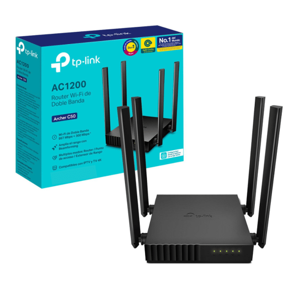 Tp-link Router Inalámbrico De Banda Dual Ac1200 Archer C50 Color Negro