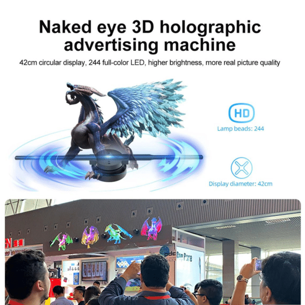 Proyector Holografico 3D WIFI LED 224 Ventilador T42 42cm Publicidad