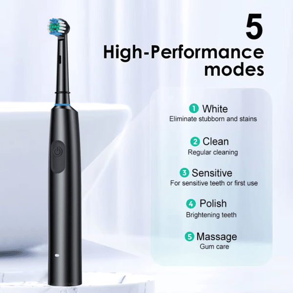 Cepillo de Dientes Eléctrico Inteligente Recargable Giratorio 6x Limpieza Profunda Blanqueamiento Dental Bursh con 8 Cabezales