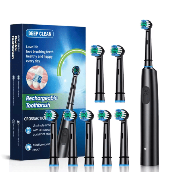 Cepillo de Dientes Eléctrico Inteligente Recargable Giratorio 6x Limpieza Profunda Blanqueamiento Dental Bursh con 8 Cabezales