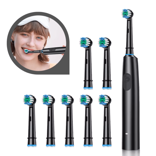 Cepillo de Dientes Eléctrico Inteligente Recargable Giratorio 6x Limpieza Profunda Blanqueamiento Dental Bursh con 8 Cabezales