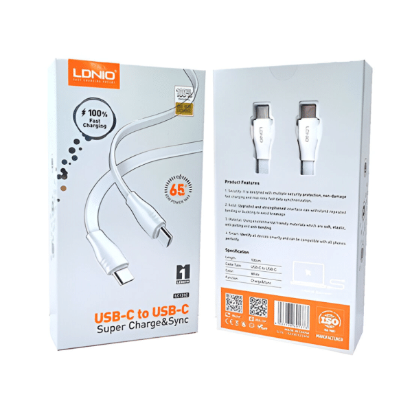 Cable de Datos Lc131c USB Tipo C a USB Tipo C Ldnio 1 Metro