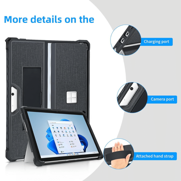 Estuche para Microsoft Surface Pro 8 13" 2021 Material PU + TPU Resistente Correa Mano Cubierta Soporte