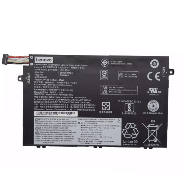 Bateria Lenovo Thinkpad L480 L580 L490 45Wh 3 celdas 01AV463 L17L3P51 L17L3P52