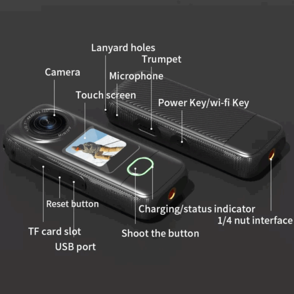 Mini Cámara de Video 4K 30KPS Pantalla LED con Touch Bodycam Deportes