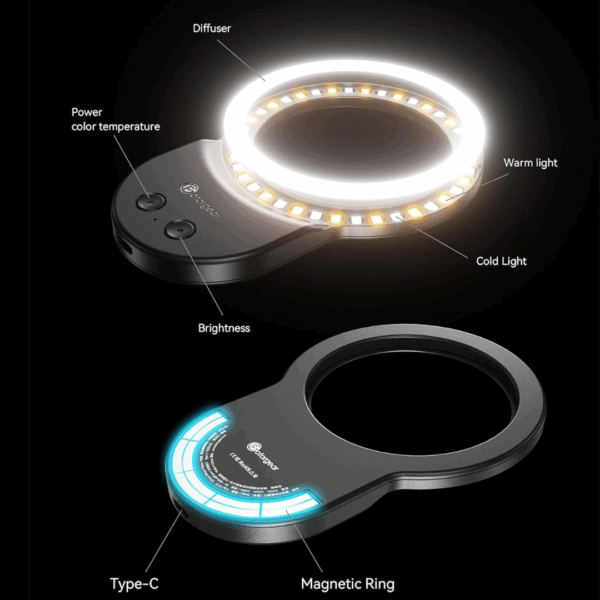 Luz recargable selfie clip de luz para celular con imán brillo ajustable maquillaje TikTok transmisión