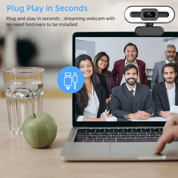 Camara Web Webcam Teletrabajo Pc Laptop Hd 1080p Microfono LED Autofoco