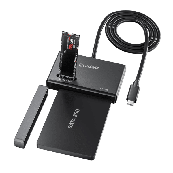 Lector Disco Duro M.2 y SATA Carcasa SSD Externa M2 PCIe NVMe Compatible con Cualquier Tamaño (M y M+B) y SATA de 2,5" 3,5" USB Tipo C 10 Gbps