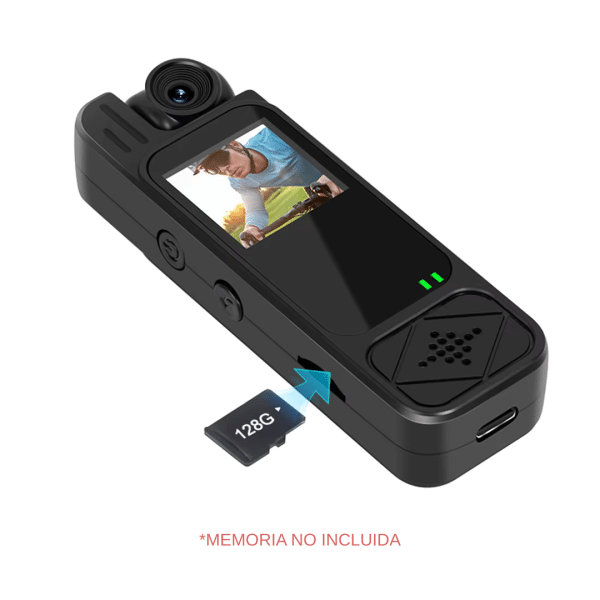 Mini Cámara Video Portátil HD Bodycam Camara Corporal Visión Nocturna Bicicleta Deportiva Lente Giratorio 180