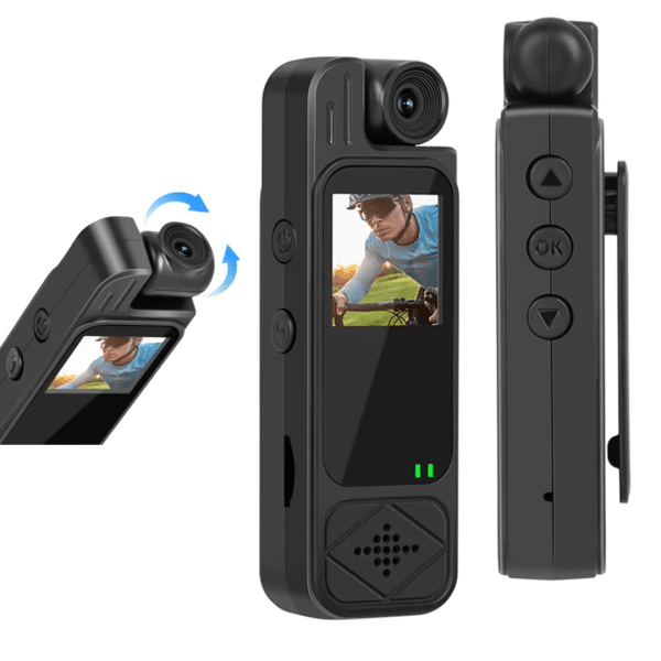 Mini Cámara Video Portátil HD Bodycam Camara Corporal Visión Nocturna Bicicleta Deportiva Lente Giratorio 180