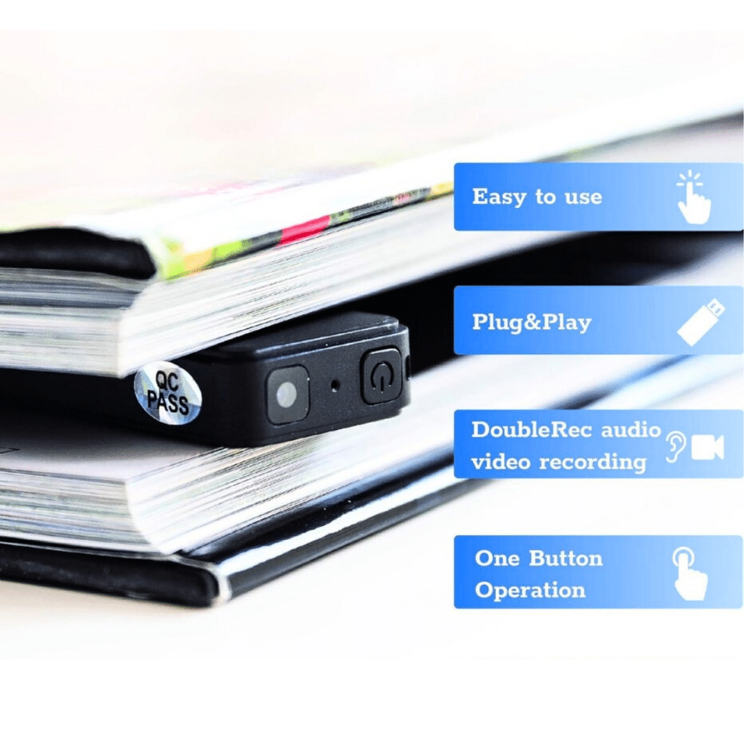 Cámara Espia Tipo Memoria USB Soporta Micro SD de 128 GB, Grabación Video HD 1080p Lente Gran Angular 150° Audio