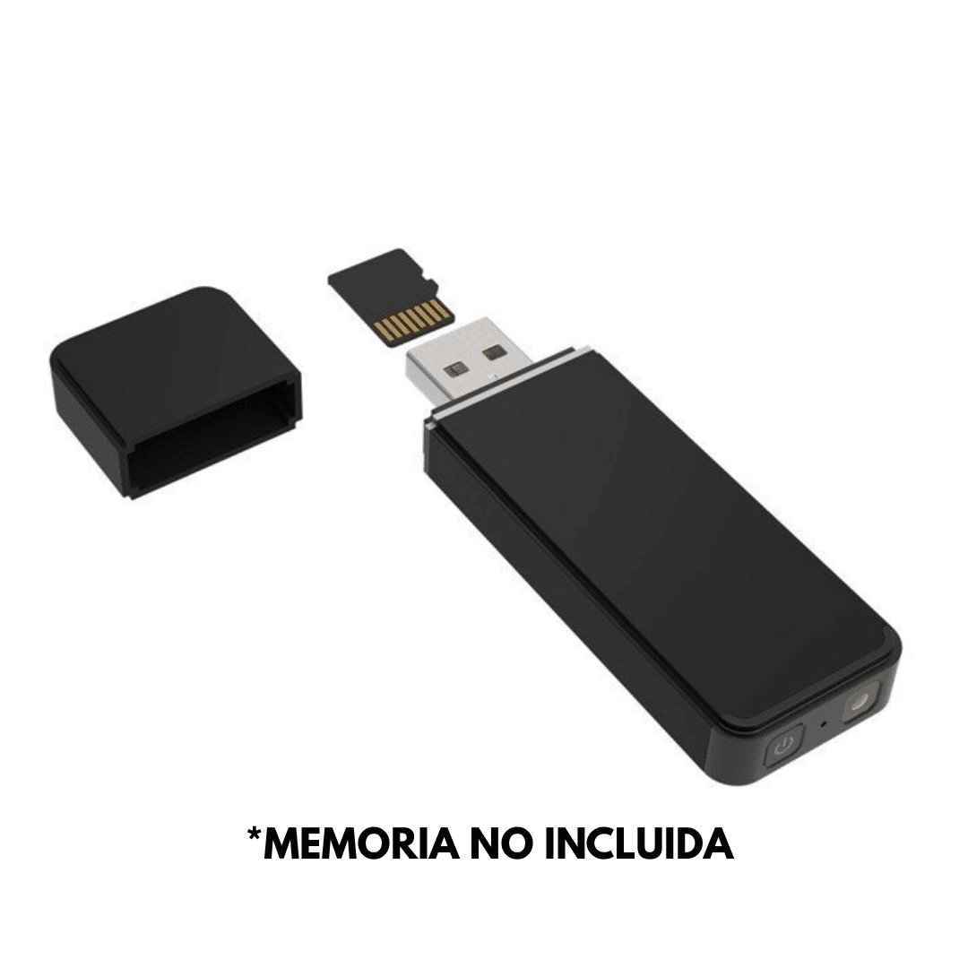 Cámara Espia Tipo Memoria USB Soporta Micro SD de 128 GB, Grabación Video HD 1080p Lente Gran Angular 150° Audio