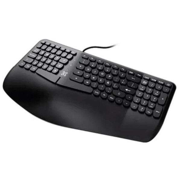 Teclado Ergonomico KLIP XTREME Con Cable y Reposa Manos Negro Acolchado Kbk-260s