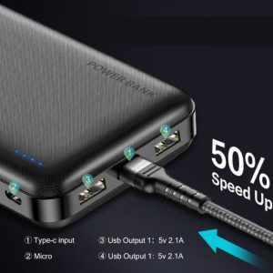 Original Floveme Power Bank 20000 Mah Usb Dual Led Mini