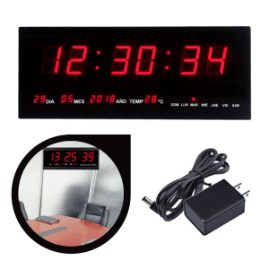 Reloj de Pared Digital Led 47,5 x 3 x 18,5 cm Números Grandes Fáciles de Leer