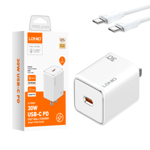 Cargador LDNIO Carga Rápida 30W 1 Puerto USB-C + Cable USB-C a USB-C 1 Metro