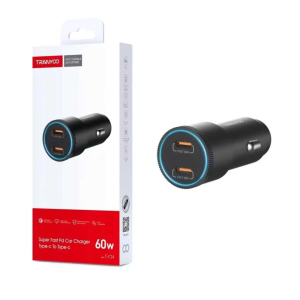 Cargador de Auto TRANYOO 60W Carga Rápida Dual Tipo C USB C