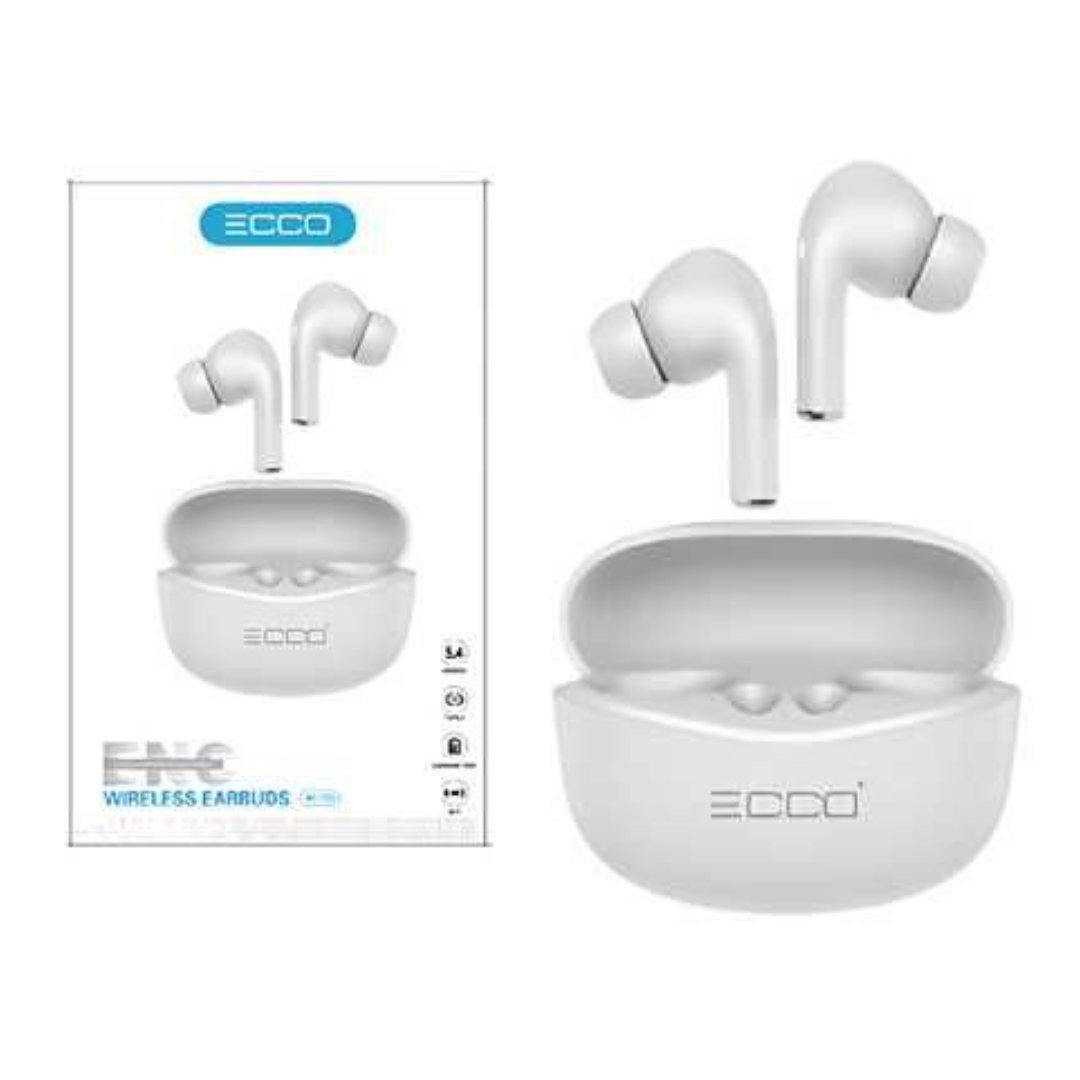 Airpods ECCO EC-T23 Auriculares Inalámbricos con Bluetooth + Caja de Carga + Cable USB C