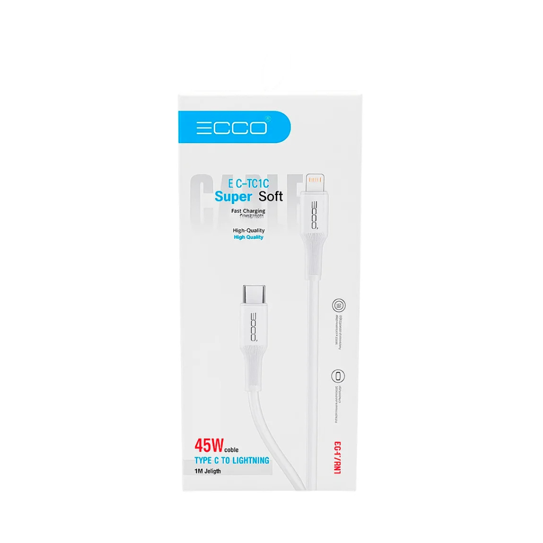 Cable de Carga y Datos ECCO EC-10CI 1 Metro 45W USB-C a Lightning PVC